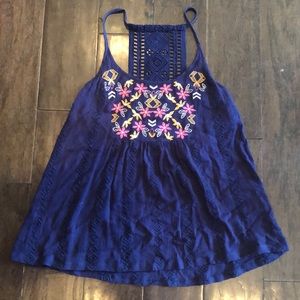 Blue Rain floral racer back tank S